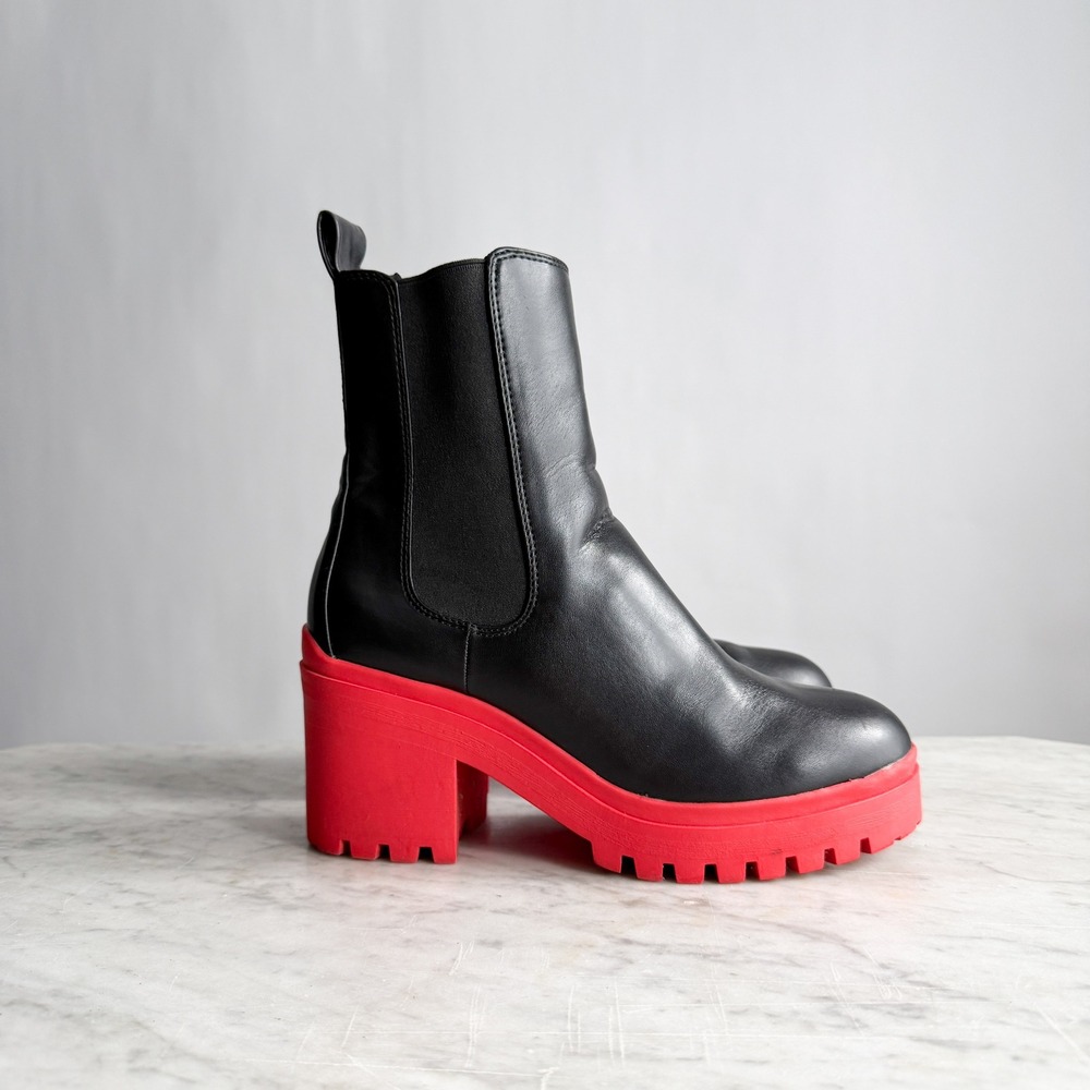 Wild Pair‎ Brooklan black red lug sole combat boots size 6.5